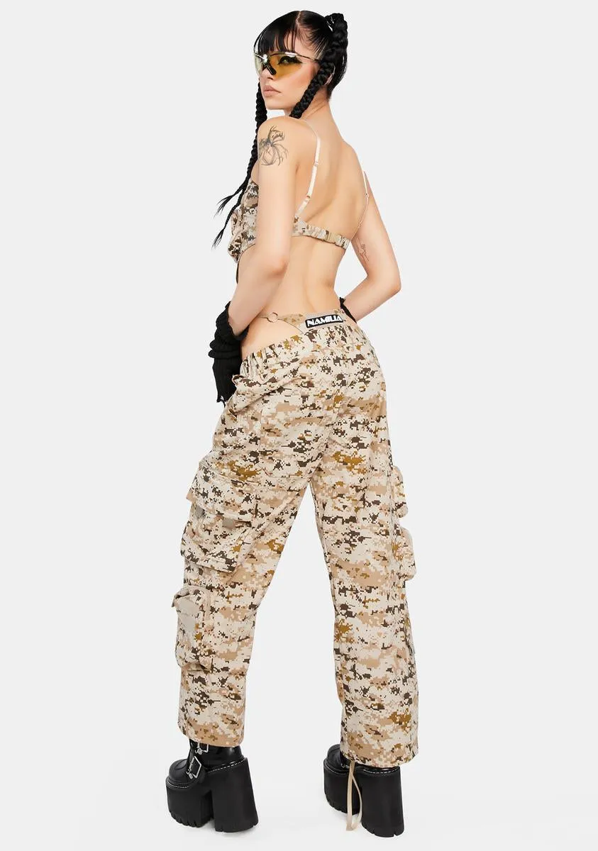 Desert Camo Tactical Pants With Detachable Panty