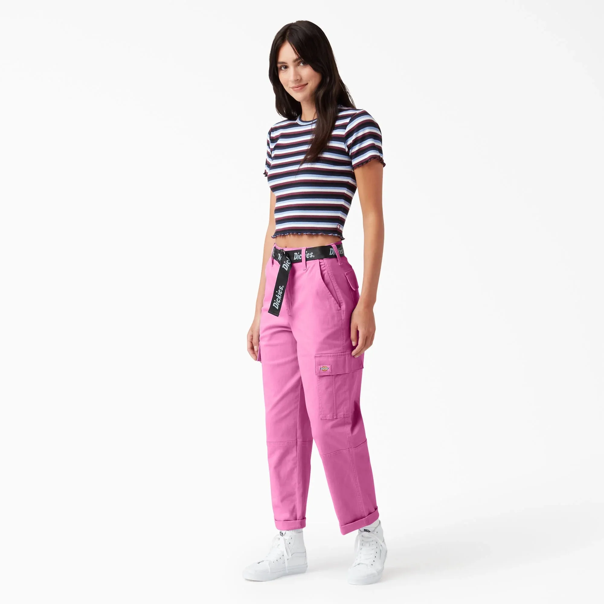 DICKIES - WOMENS CROPPED CARGO PANT PINK