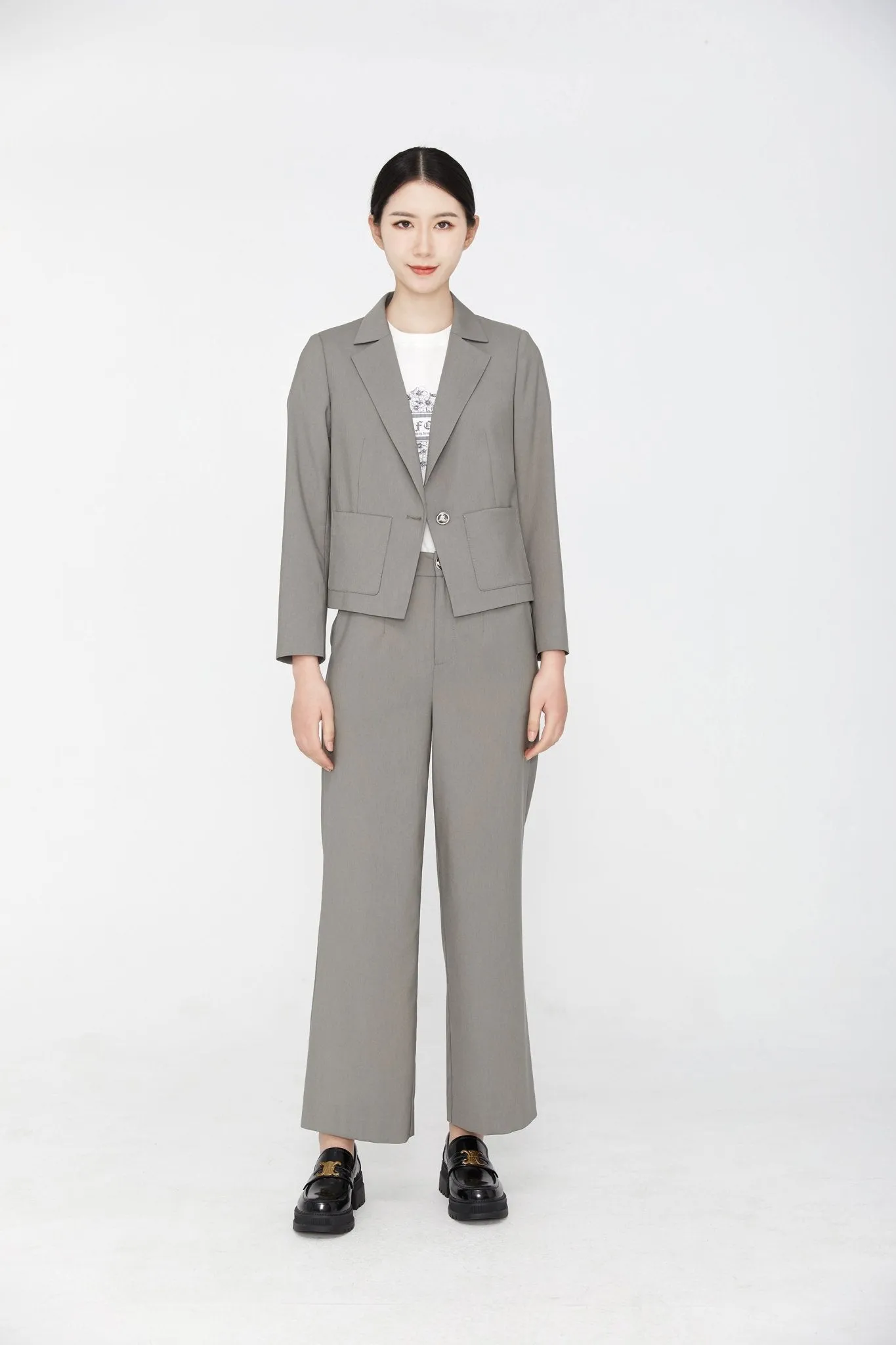 Dolphin Gray Suit Pants Office Outfits