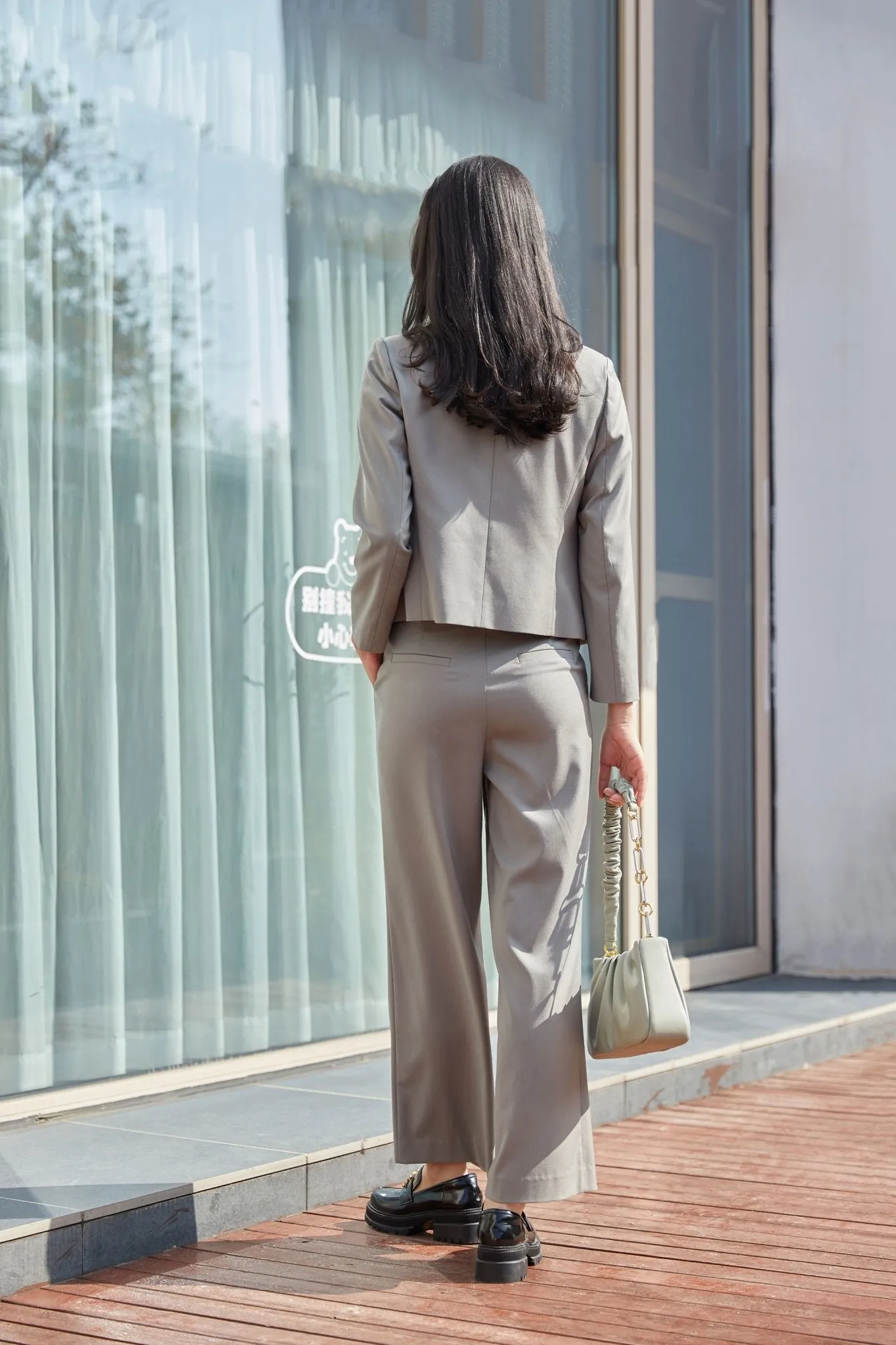 Dolphin Gray Suit Pants Office Outfits