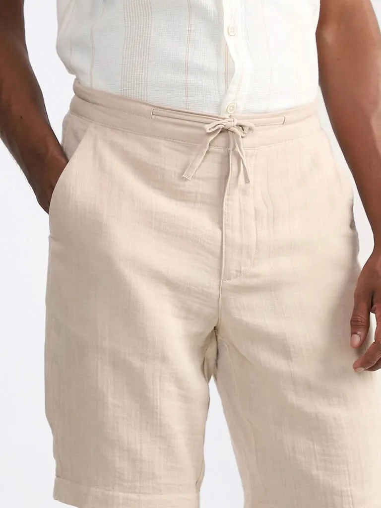 ETA Taupe Cotton Slim-Fit Mid-Rise Shorts