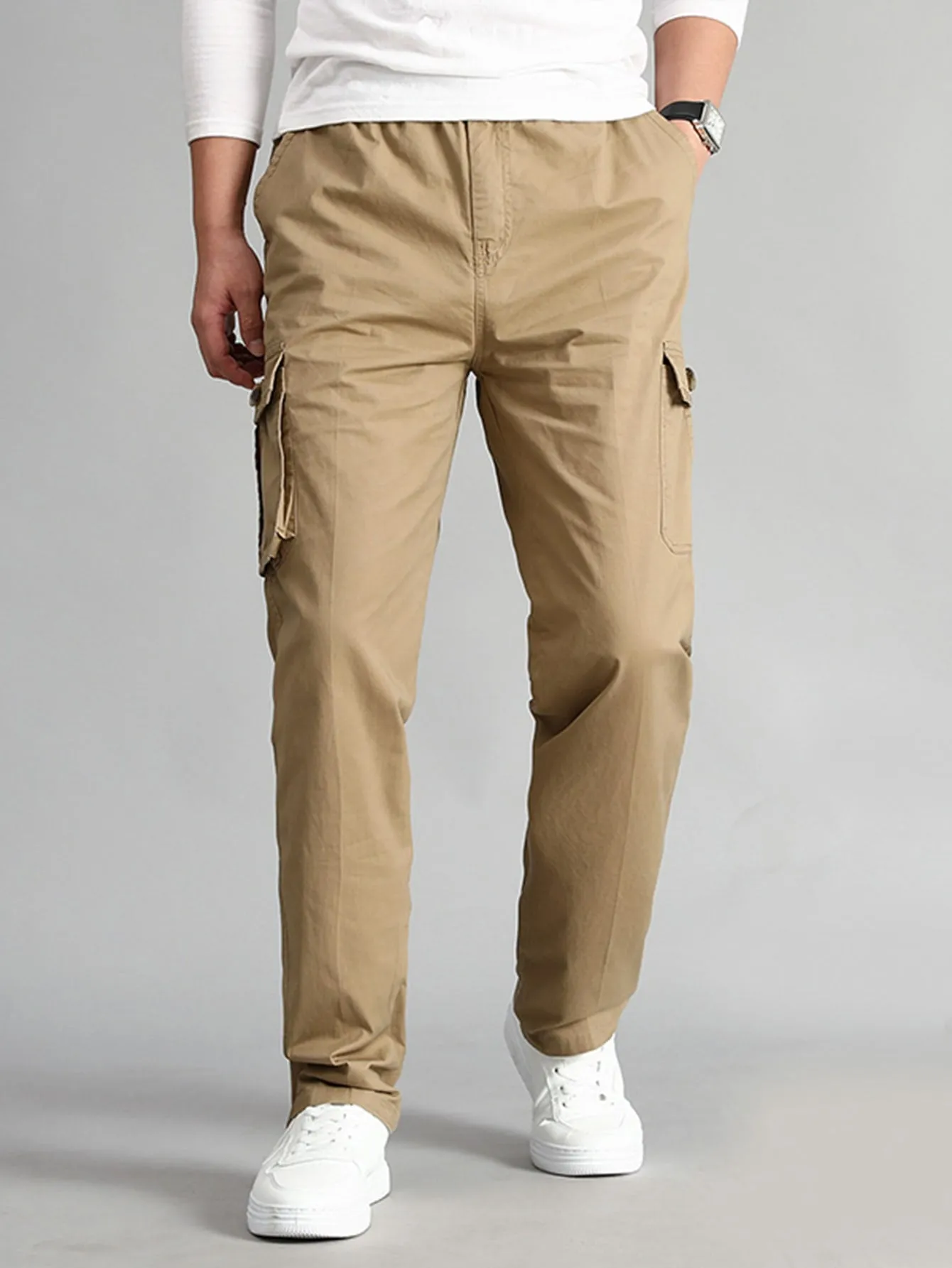 Flight Mens Solid Pocket Side Cargo Pants