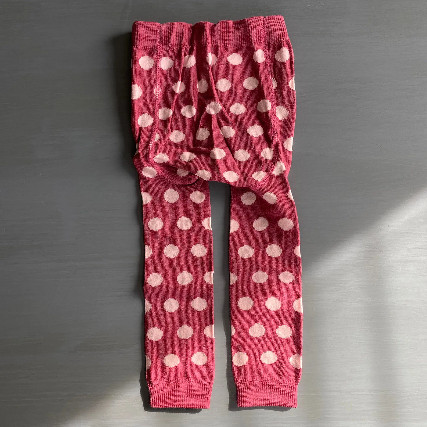 Footless Tights - Polka Dots - Burgundy/Lt.Pink