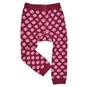 Footless Tights - Polka Dots - Burgundy/Lt.Pink