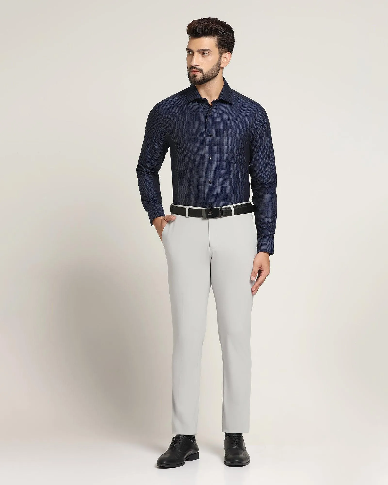 Formal Navy Textured Shirt - Dunken