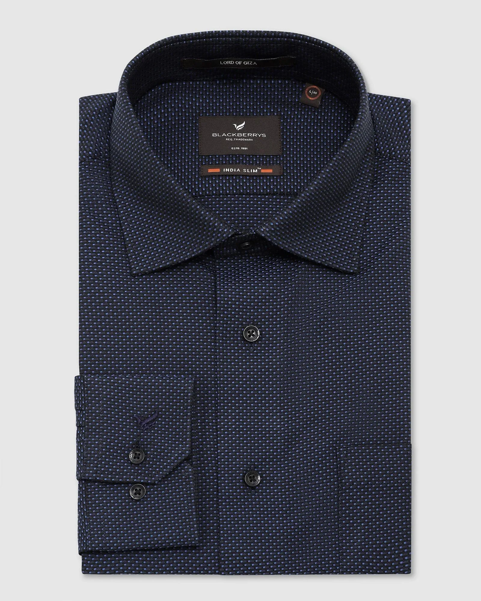 Formal Navy Textured Shirt - Dunken