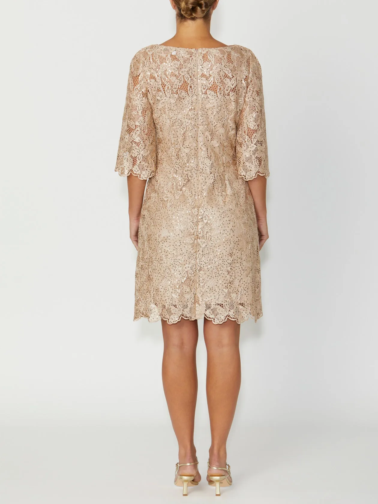 Geneieve Gold Lace Dress