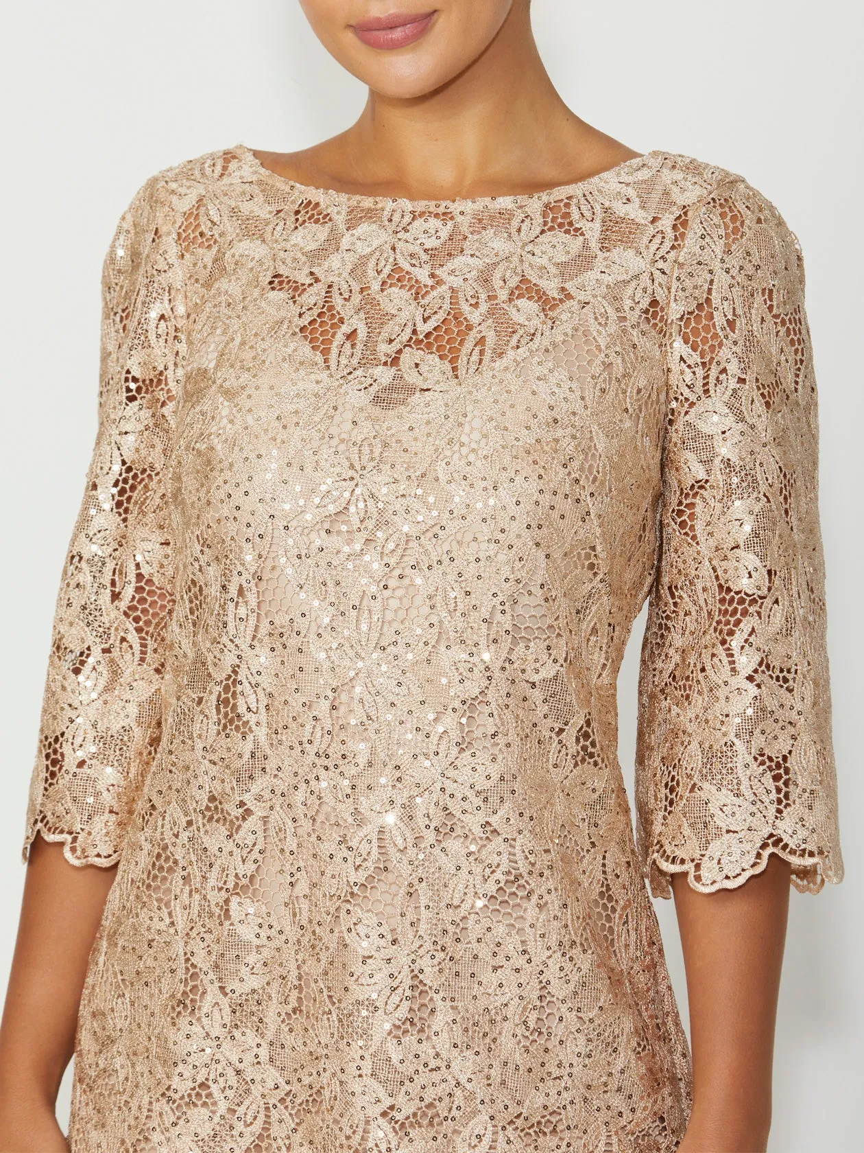 Geneieve Gold Lace Dress