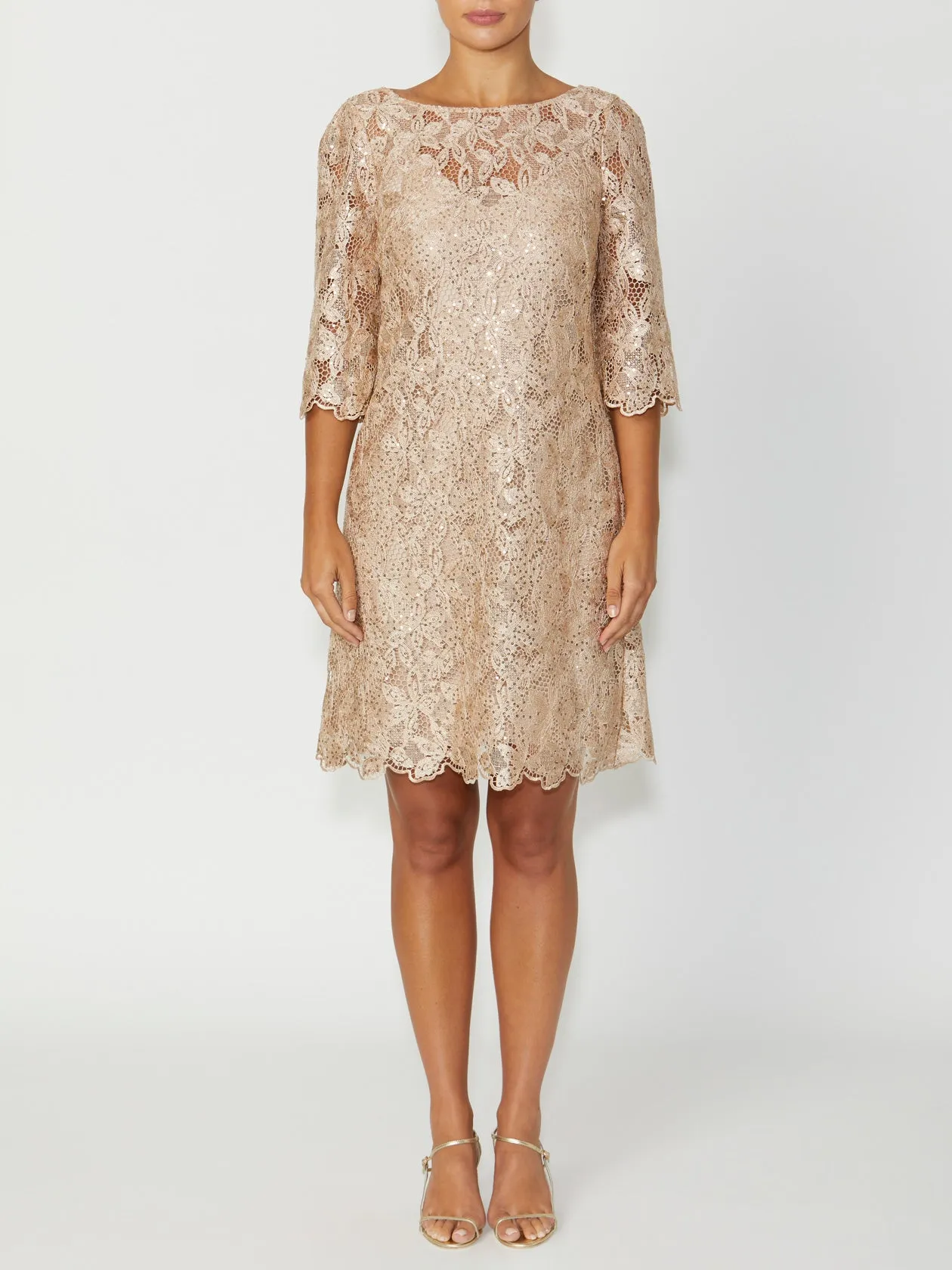 Geneieve Gold Lace Dress