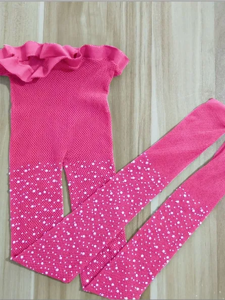 Girls Pink Crystal Embellished Sparkle Fishnet Tights