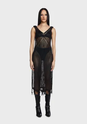 Gothic Plunging Mesh Slip Dress