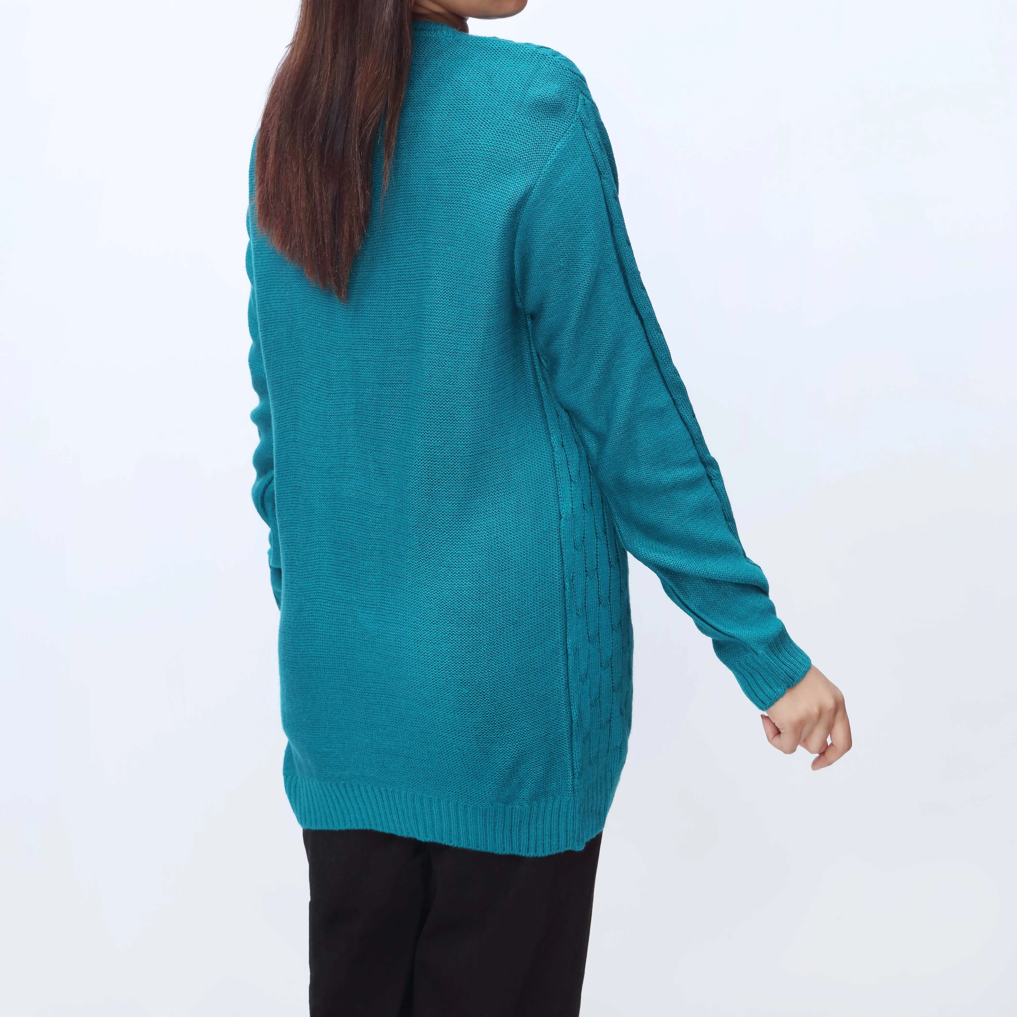 Green Crew Neck Pullover Sweater PW3901