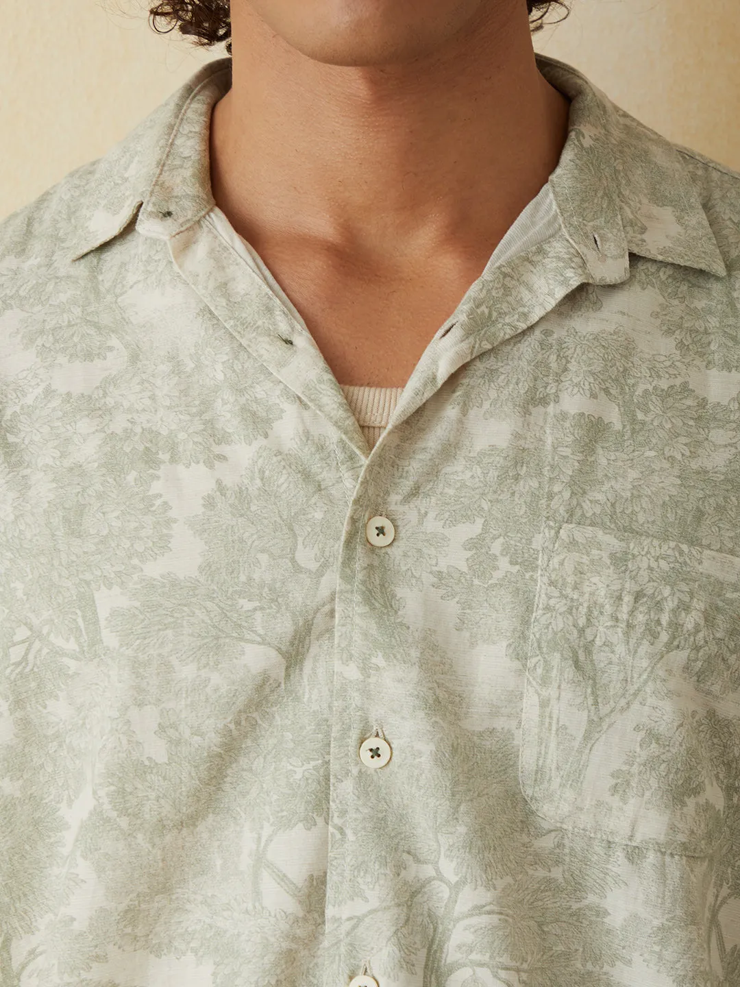 Green Printed Resort Shirt