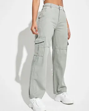 High Waist Flap Pockets Cargo Jeans