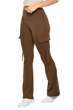 High Waisted Pocket Cargo Flare Casual Leggings