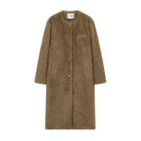 Khaki Faux Fur Long Coat