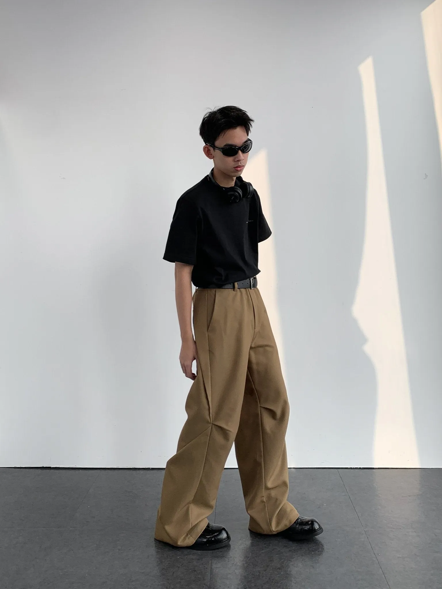 Khaki Front Leaning Structured Pants