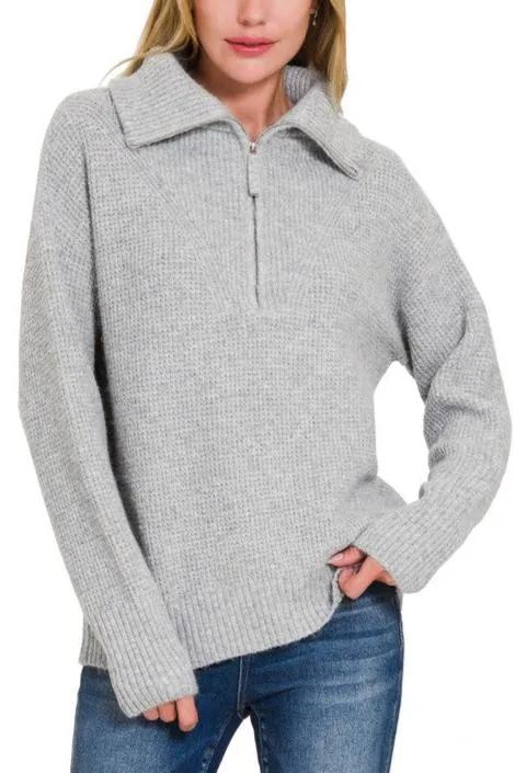 Knit Half Zip Pullover Sweater - 3 colors!