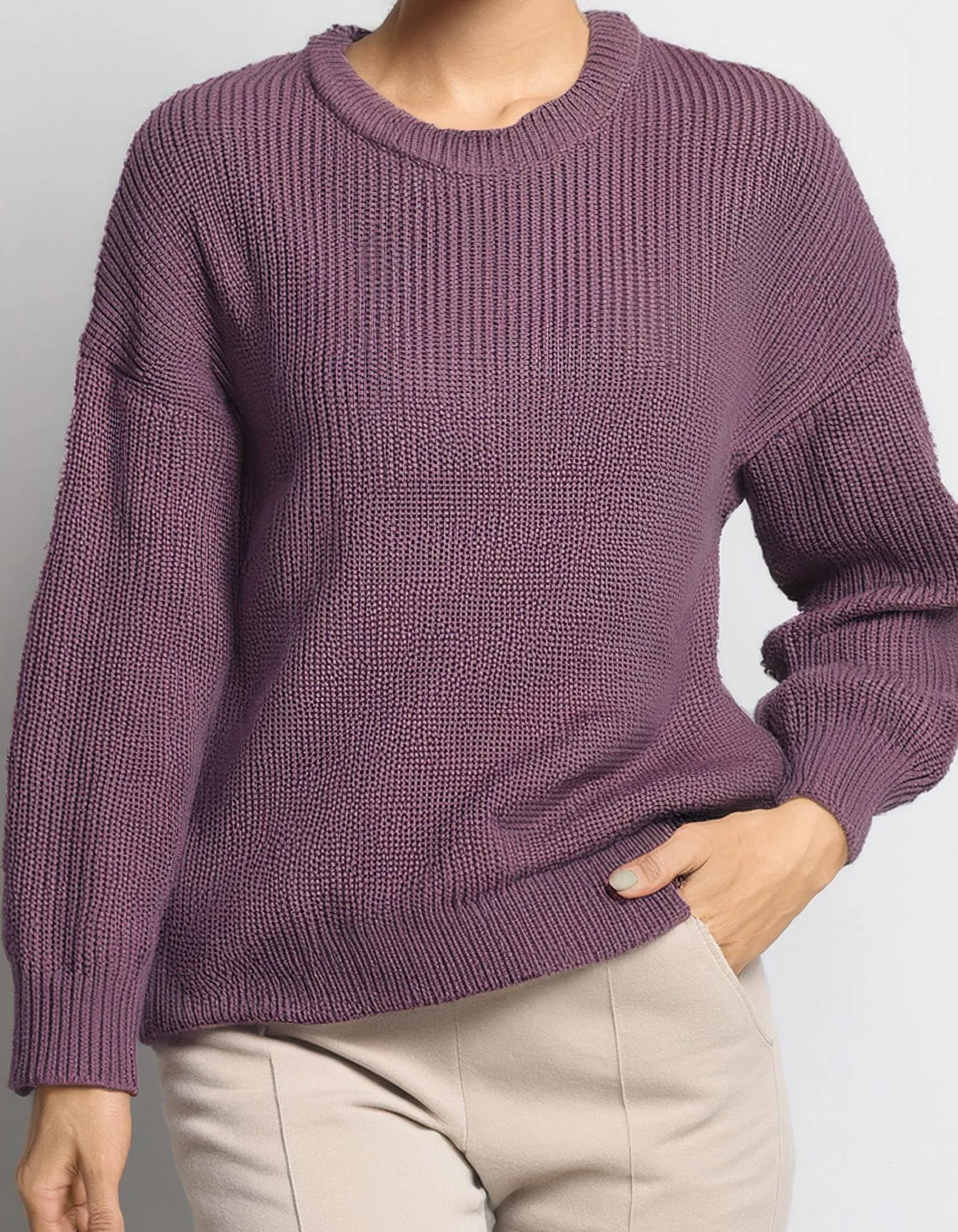 Lavender Ribbed Knit Pullover