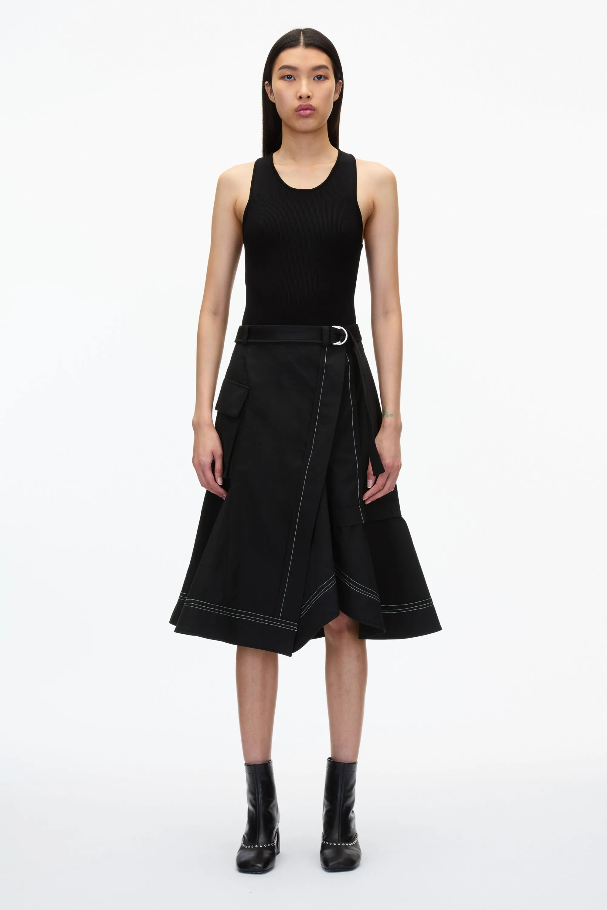 Layered Flounce Cargo Skirt