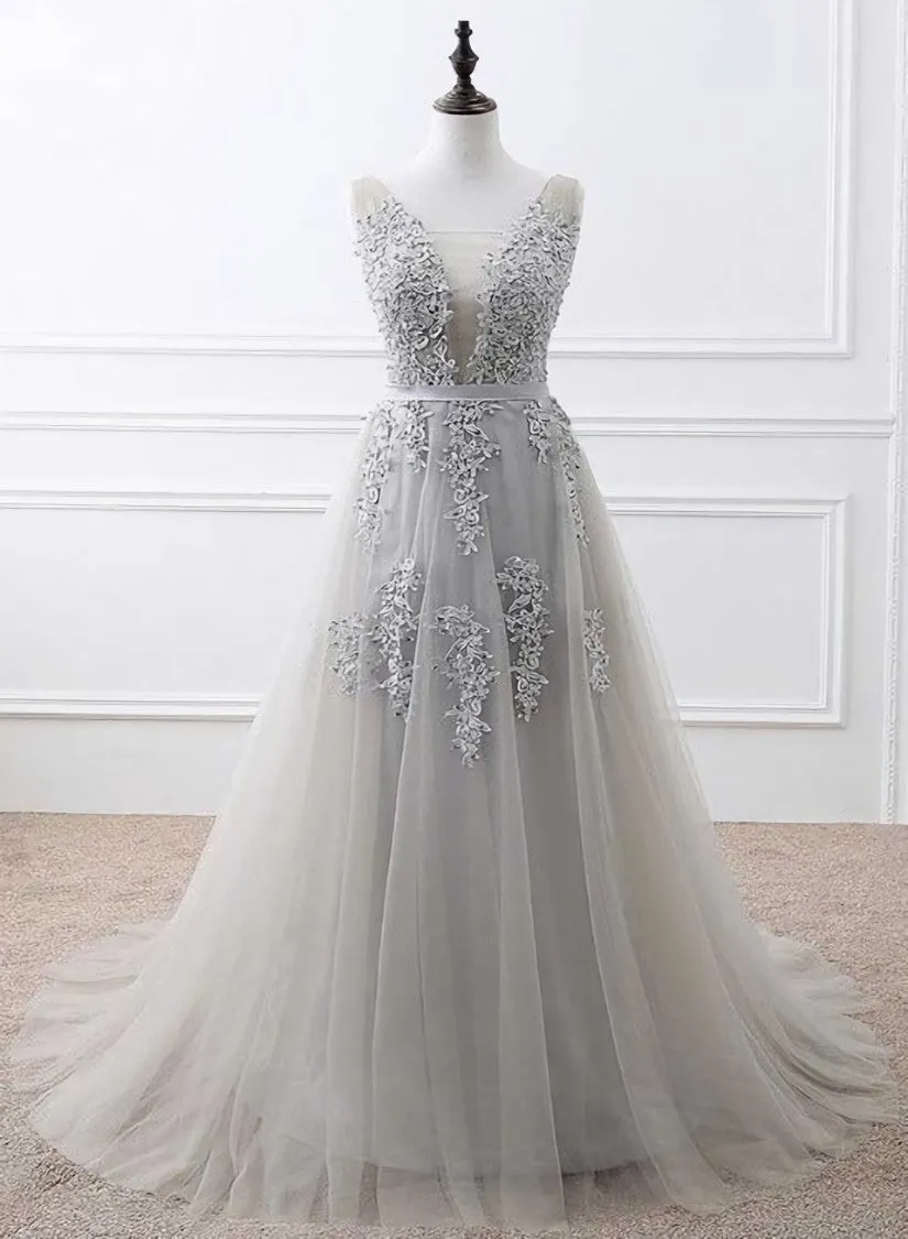 Light Grey High Quality Long Party Dress, New Prom Dress