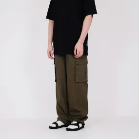 Men Wide Leg Cargo Long Pants - Army Green - SM2311179B