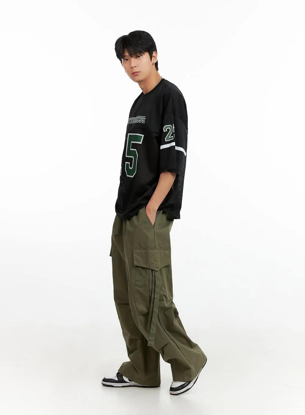 Men's Cargo Chic Wide-Leg Pants (Dark Green) IG402