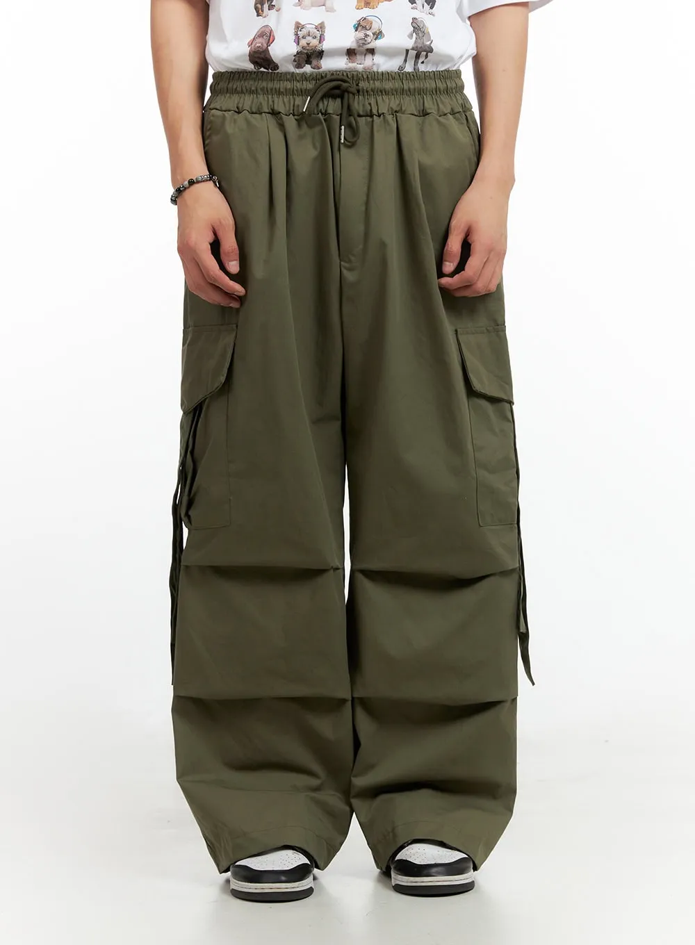 Men's Cargo Chic Wide-Leg Pants (Dark Green) IG402