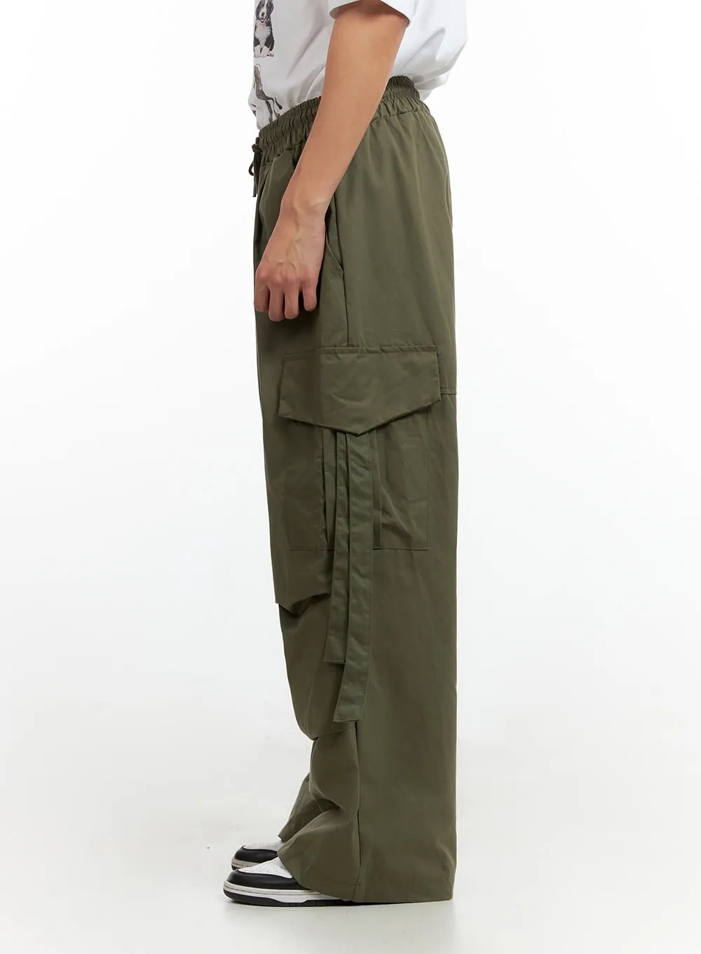 Men's Cargo Chic Wide-Leg Pants (Dark Green) IG402