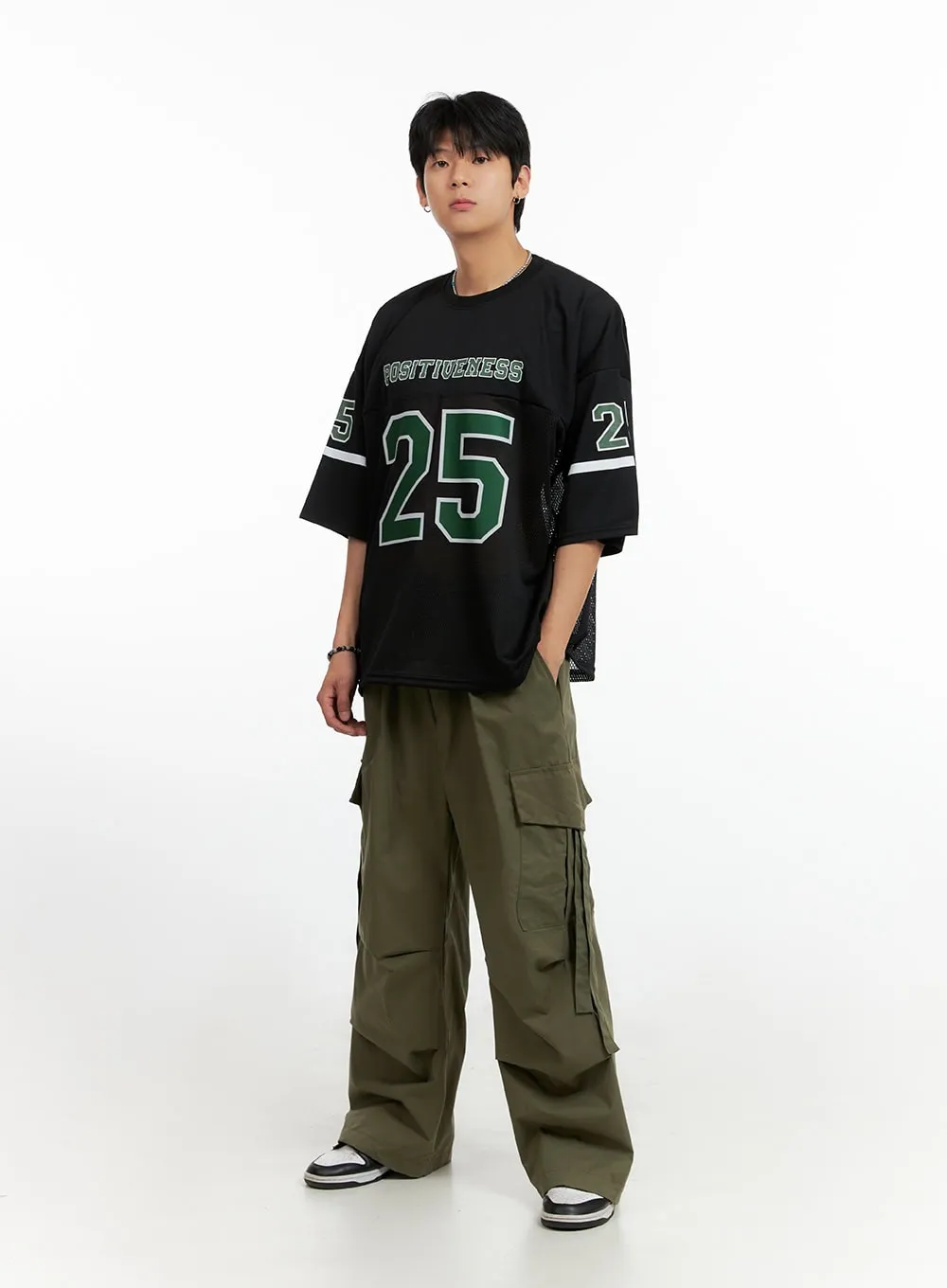 Men's Cargo Chic Wide-Leg Pants (Dark Green) IG402