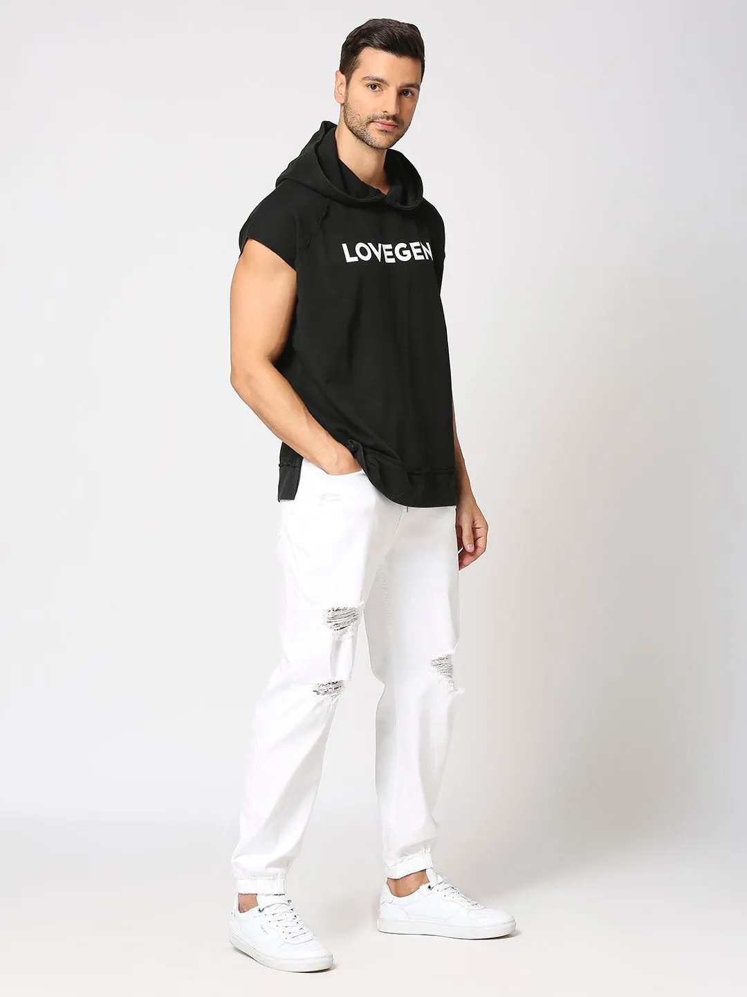 Men’s White Ripped Jogger