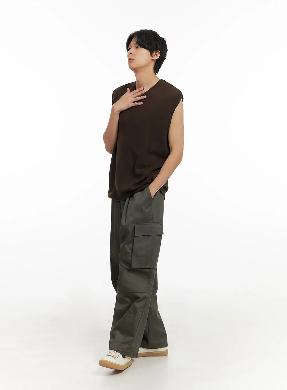 Men's Wide Fit Cargo Pants (Dark Green) IY402