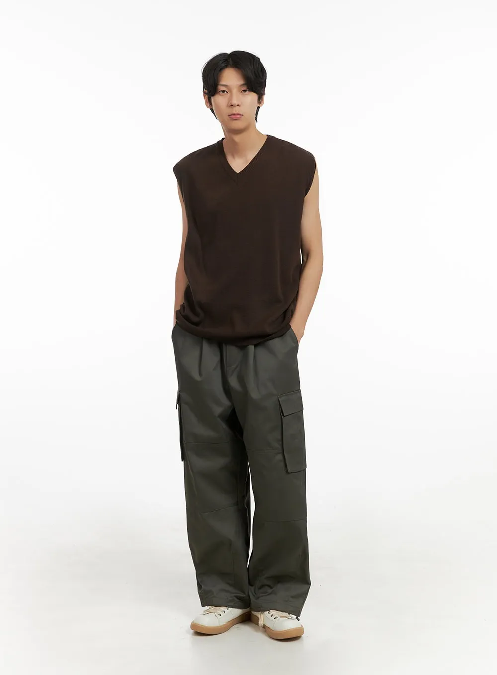 Men's Wide Fit Cargo Pants (Dark Green) IY402