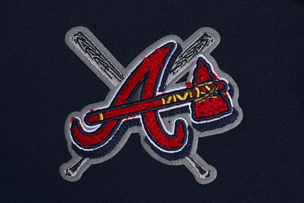 MLB ATLANTA BRAVES MASHUP WOMEN'S RIB CROPPED PO HOODIE (MIDNIGHT NAVY/RED/MIDNIGHT NAVY)