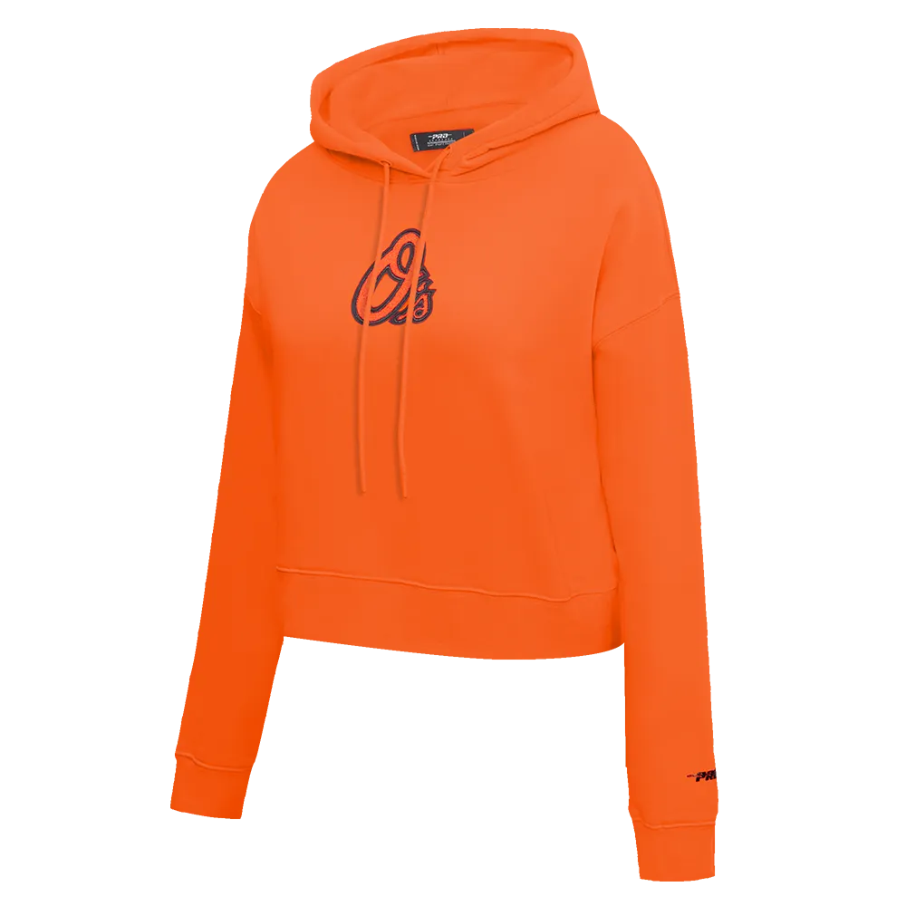 MLB BALTIMORE ORIOLES CLASSIC WOMEN'S FLC CROPPED PO HOODIE (ORANGE)