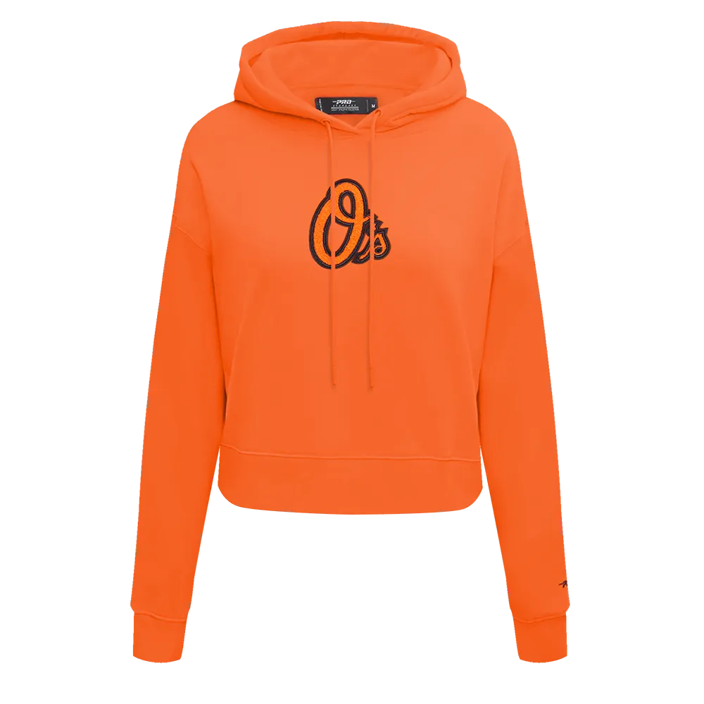 MLB BALTIMORE ORIOLES CLASSIC WOMEN'S FLC CROPPED PO HOODIE (ORANGE)