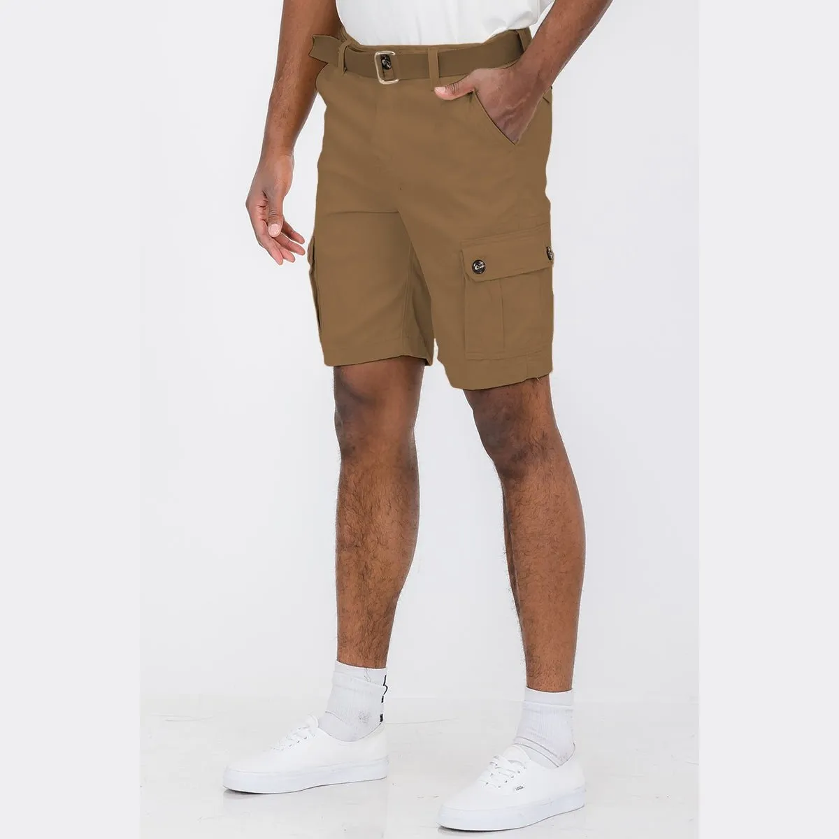 Mocha Belted Cargo Shorts