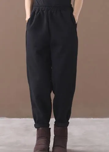 Modern black pants stylish thick elastic waist Sewing casual trousers