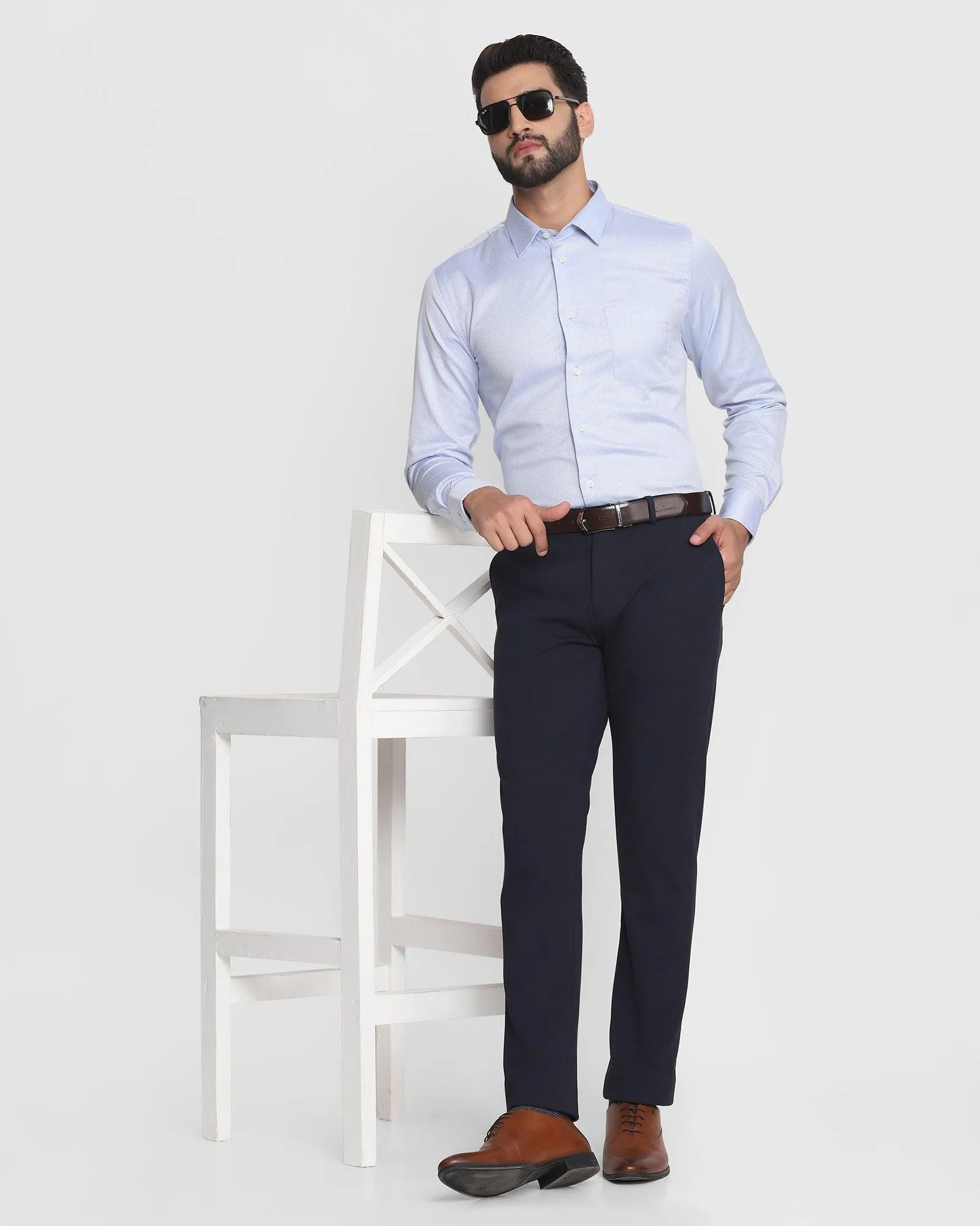 Must Haves Formal Sky Blue Textured Shirt - Samuel