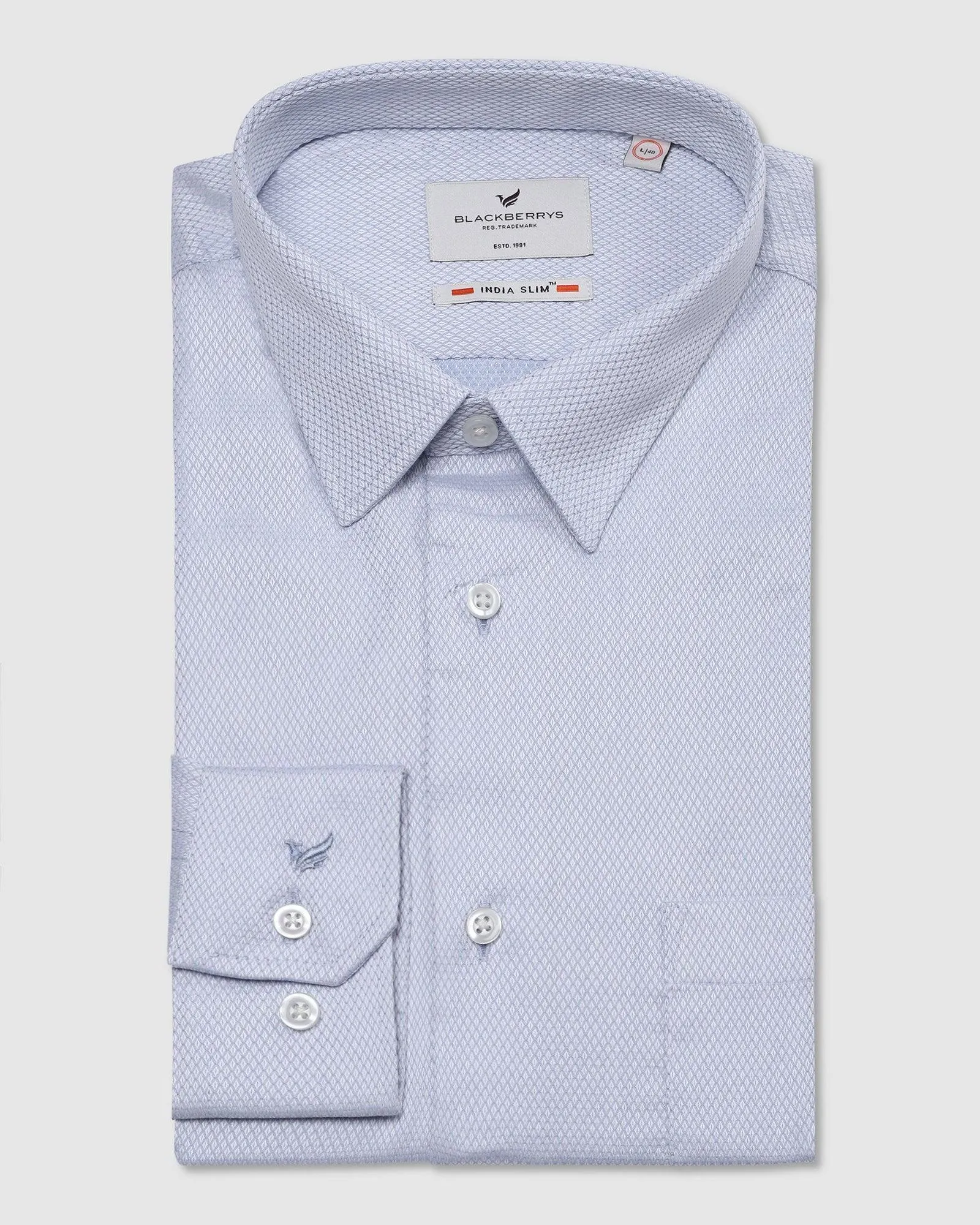 Must Haves Formal Sky Blue Textured Shirt - Samuel