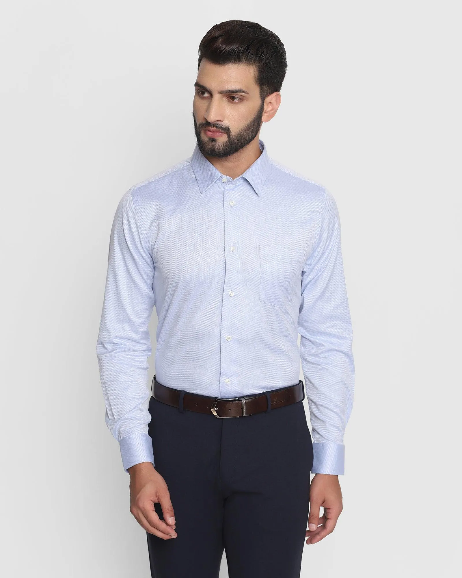 Must Haves Formal Sky Blue Textured Shirt - Samuel