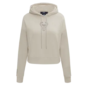 NBA MILWAUKEE BUCKS NEUTRAL WOMEN'S CROPPED PO HOODIE (TAUPE)