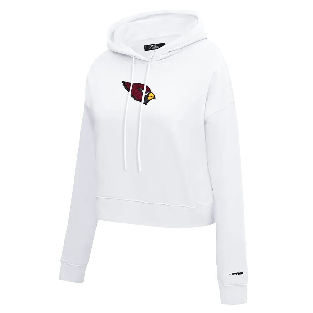 NFL ARIZONA CARDINALS CLASSIC WOMEN'S CROPPED FLC PO HOODIE (WHITE)