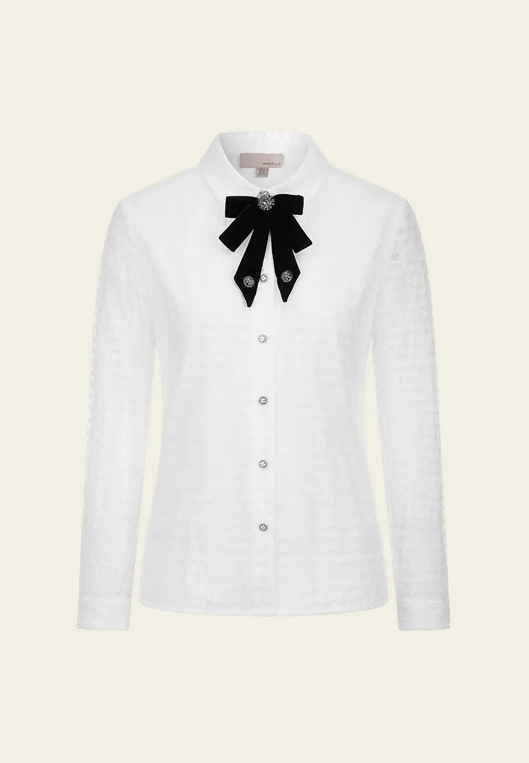 Noble Bow-Detail Lace Blouse