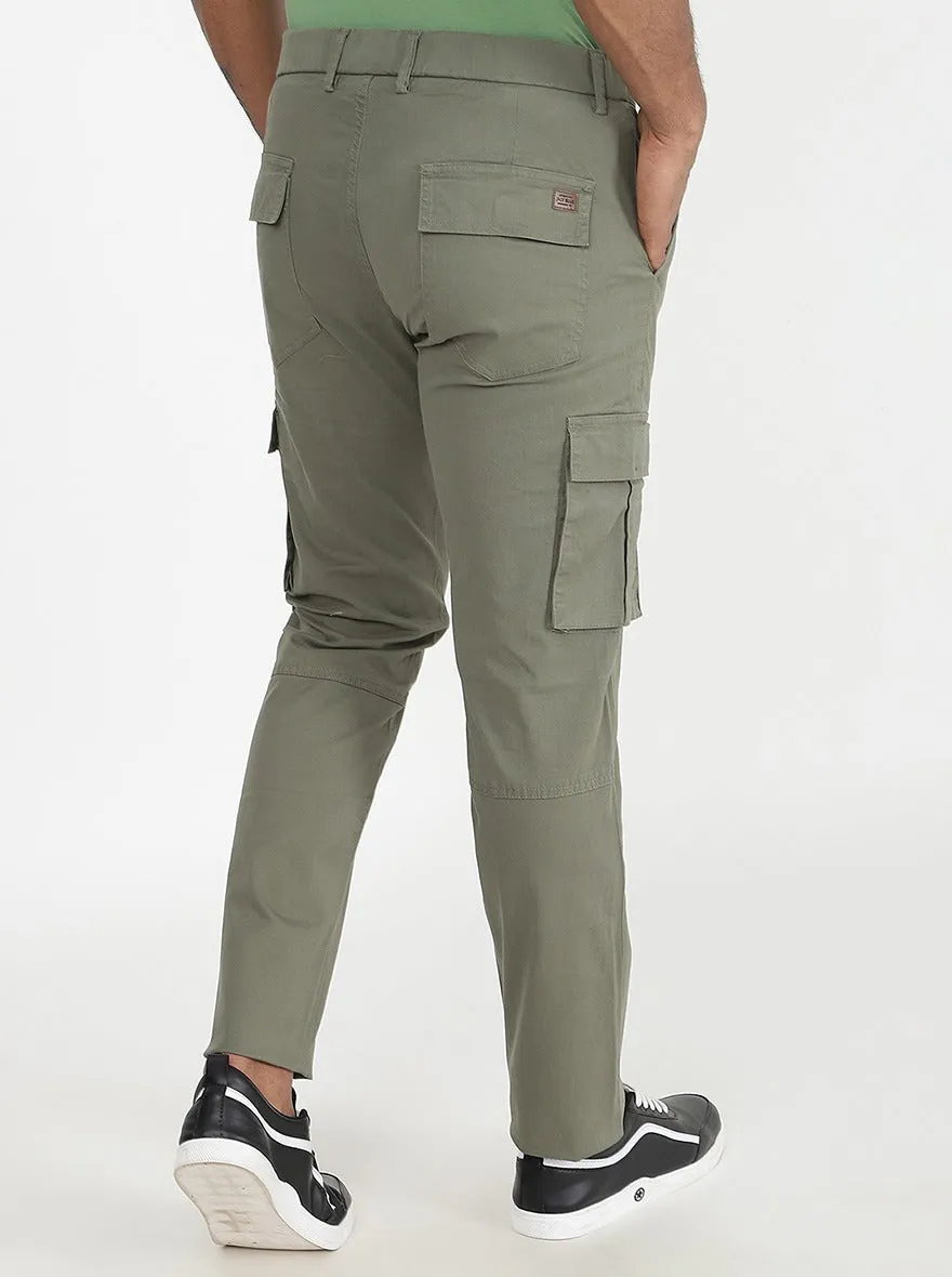 Olive Green Solid Slim Fit Cargo Pant | JadeBlue