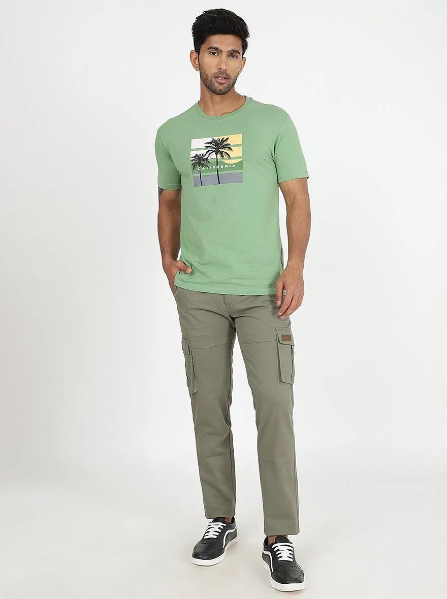 Olive Green Solid Slim Fit Cargo Pant | JadeBlue