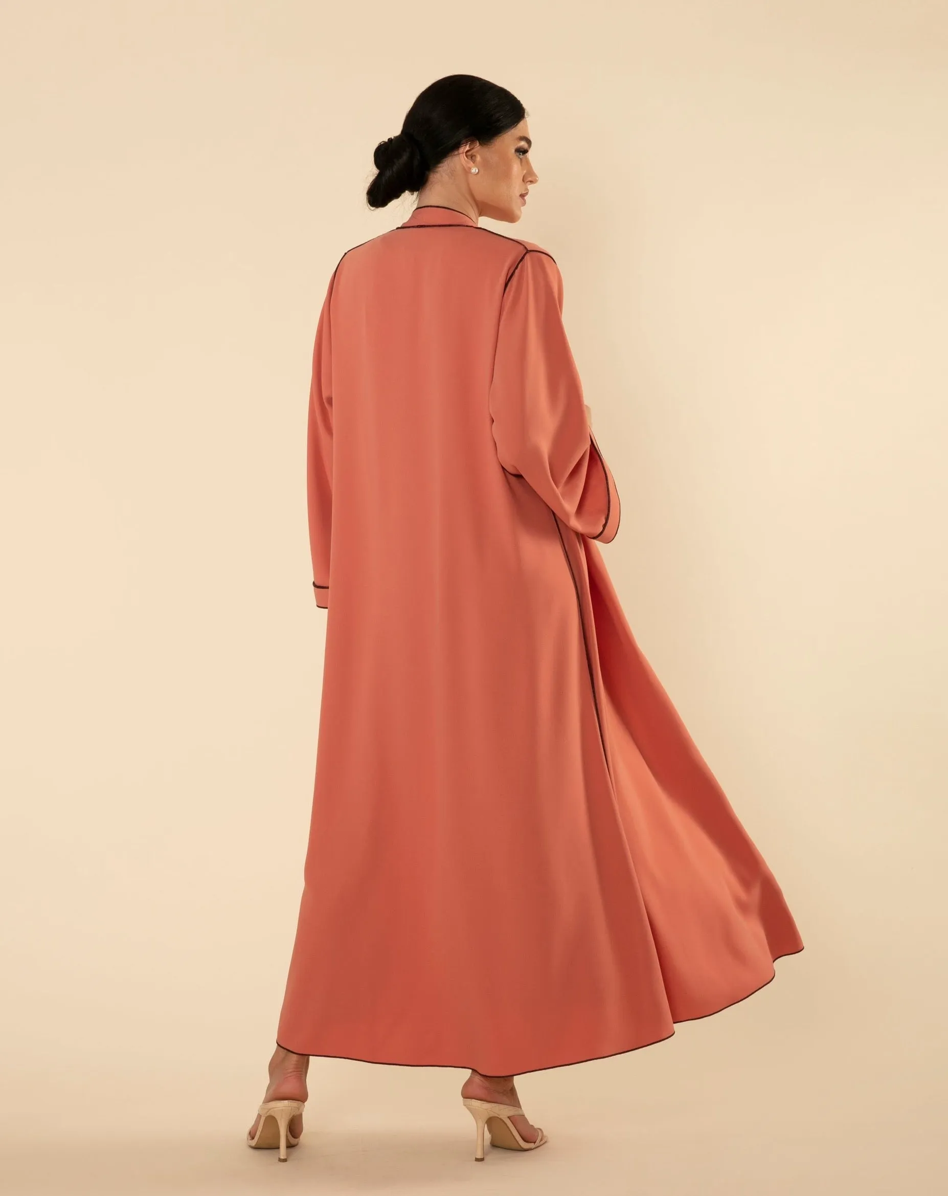 ORANGE/ BOWN CONTRAST SET ABAYA