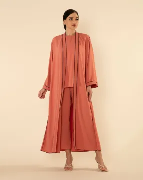 ORANGE/ BOWN CONTRAST SET ABAYA