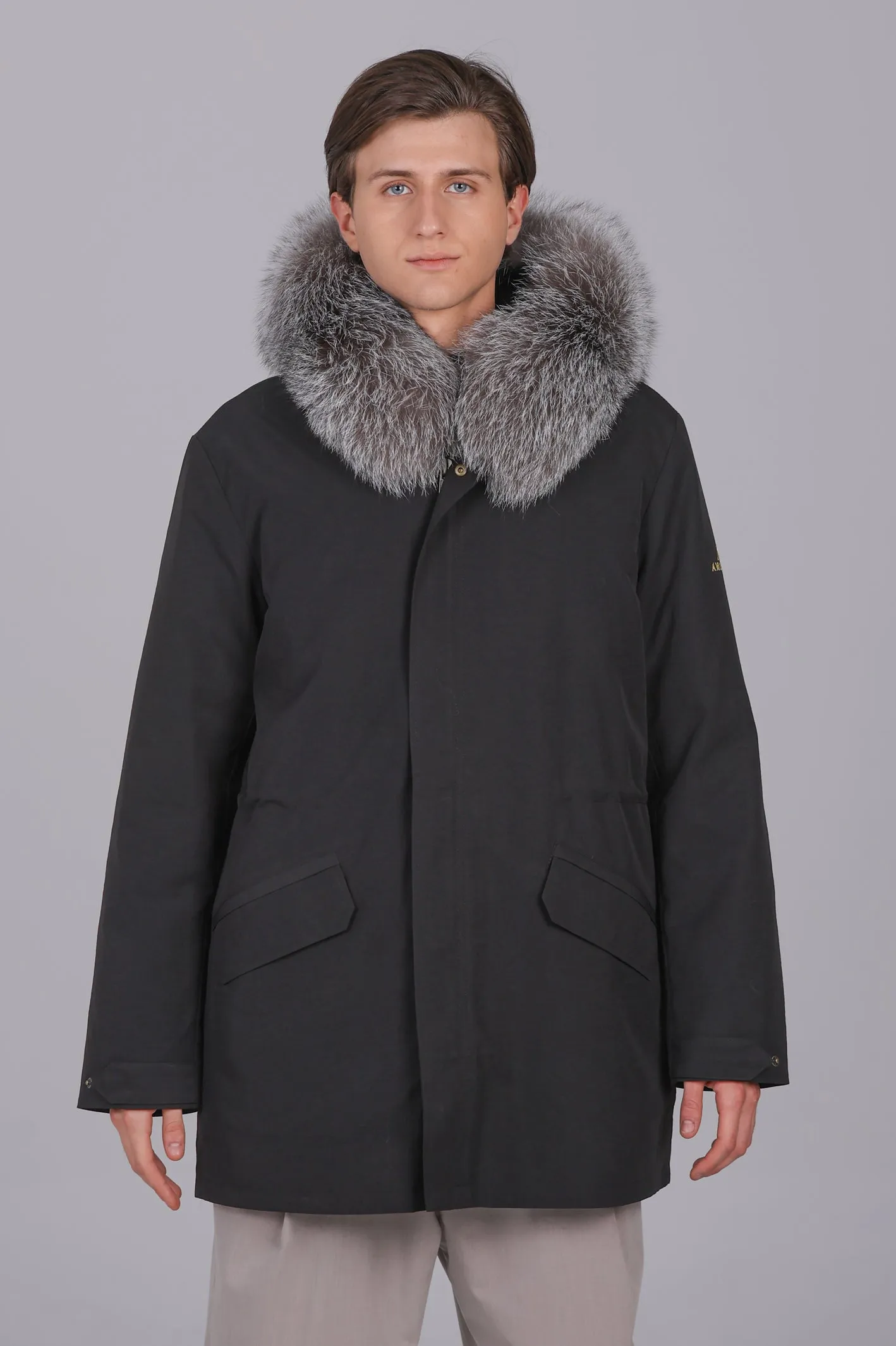 Parka Lungo in misto cotone impermeabile volpe frost e rex rabbit