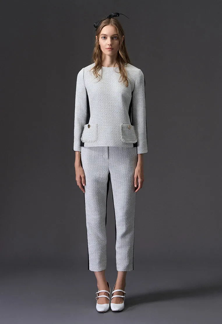 Patchwork Silver Tweed Trousers